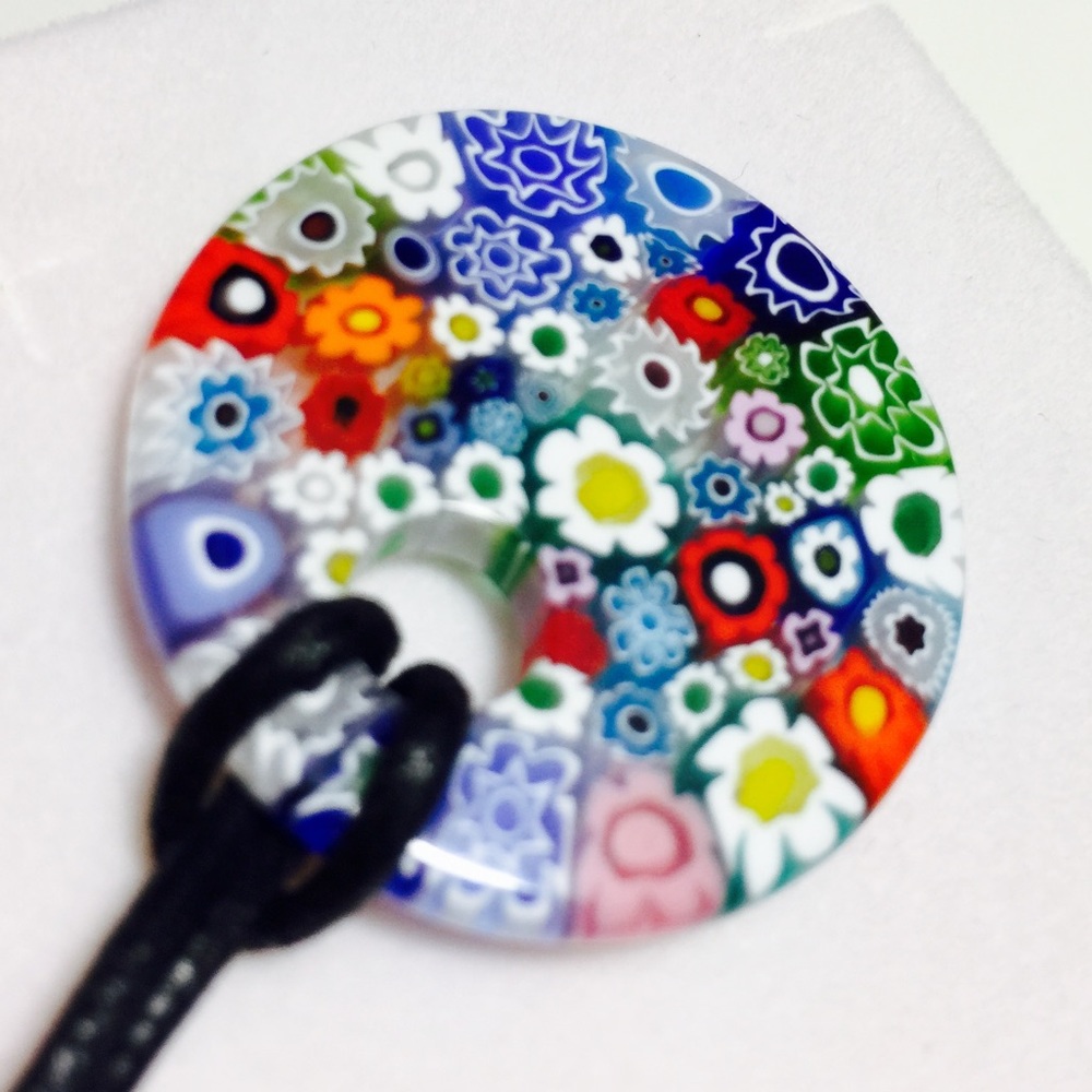 NWT Murano glass pendant leather necklace Venice